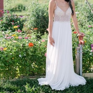 True Love White Beaded Rhinestone Maxi Dress size4